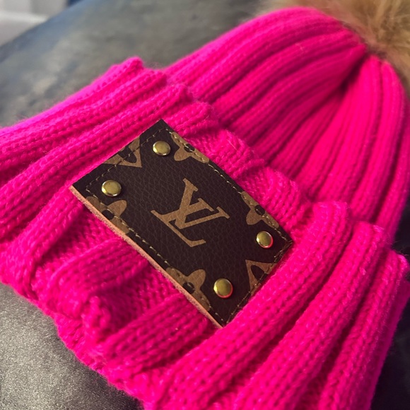Upcyled Louis Patch Pom Pom Beanie - Picture 2 of 8